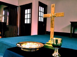 Communion set up at Central Baptist