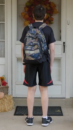 First day of school, posing the wrong direction