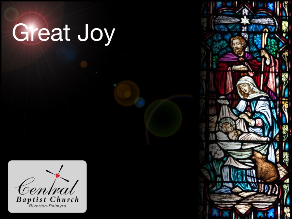 Great Joy - welcome slide for the Carol Sing