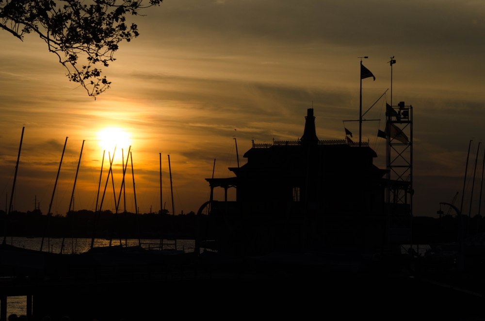 Riverton Yacht Club Boathouse at sunset