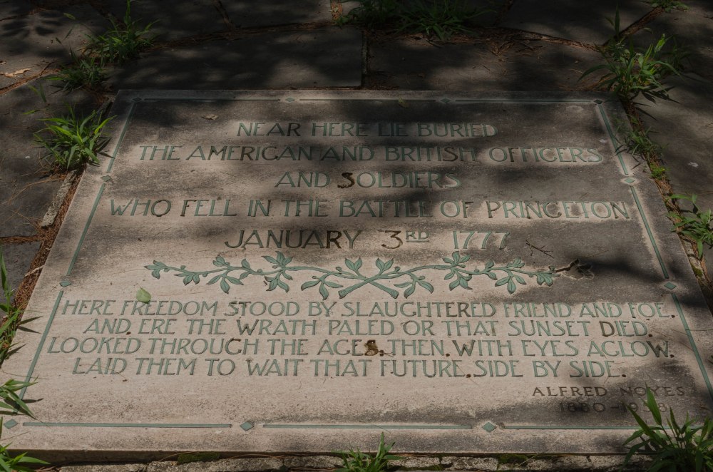 Memorial Plaque over the graves of those fallen at the Battle of Princeton