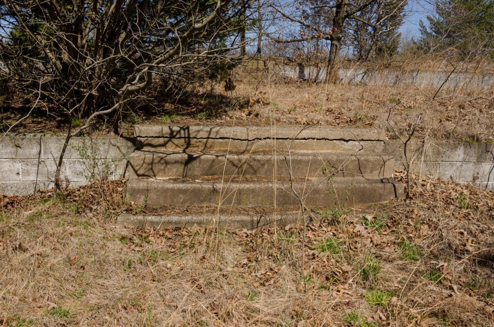 A short set of old, worn, steps