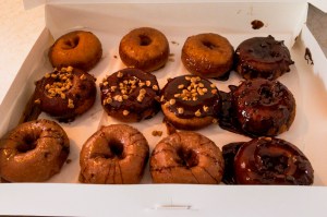 A dozen beautiful donuts.