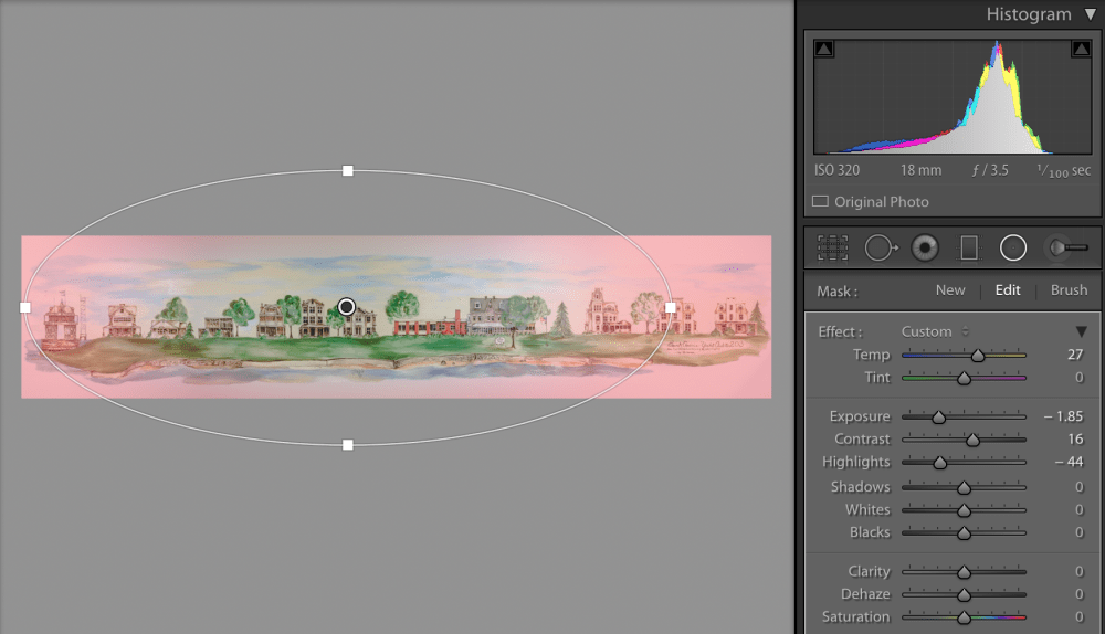 Elipse mask being applied to the panorama