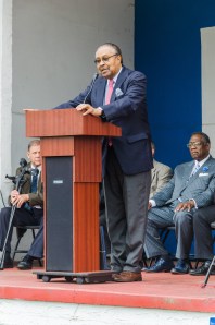 Dr. Clarence B. Jones addresses the crowd