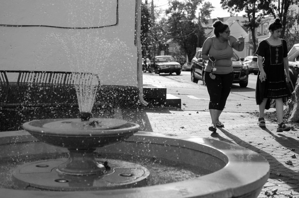 Walkers surprised when they walk into a photographer’s frame.
