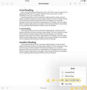 iOS Scrivener Share Button
