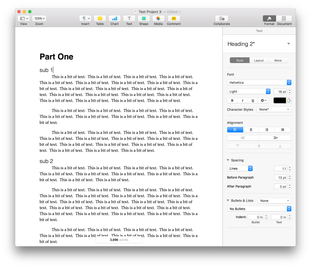Compiled Document in Pages, styles have been preserved