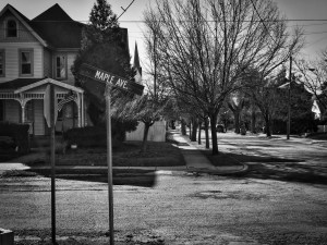 The Maple Ave sign, out in front of Central