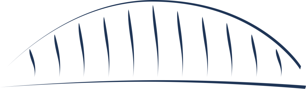 A stylized bridge deck with supporting arch