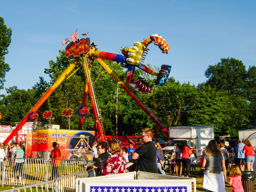 A thrill-ride at a carnival.