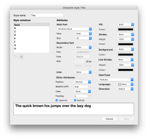 Mellel’s Character Styles Editor.