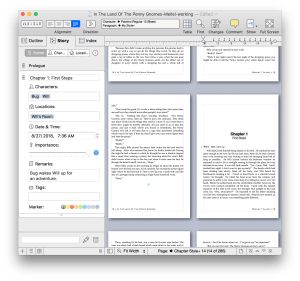 Editing a character in Mellel’s story view.