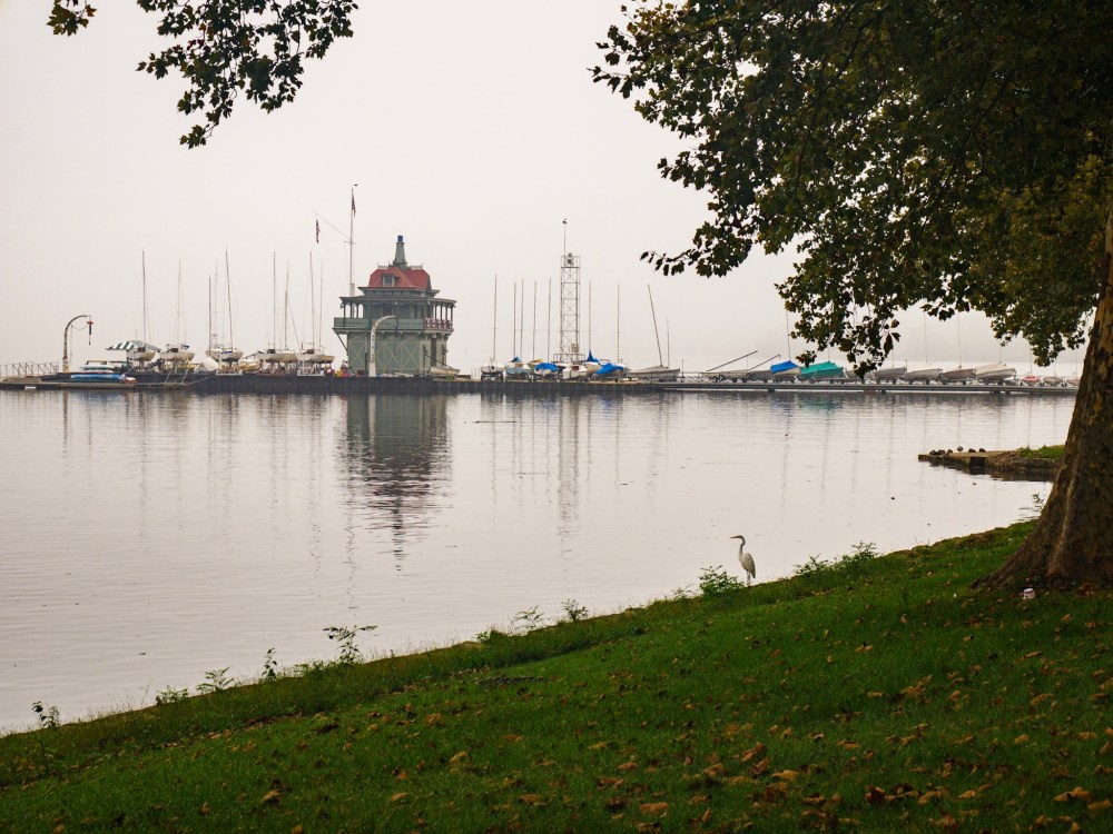 A foggy Delaware River.