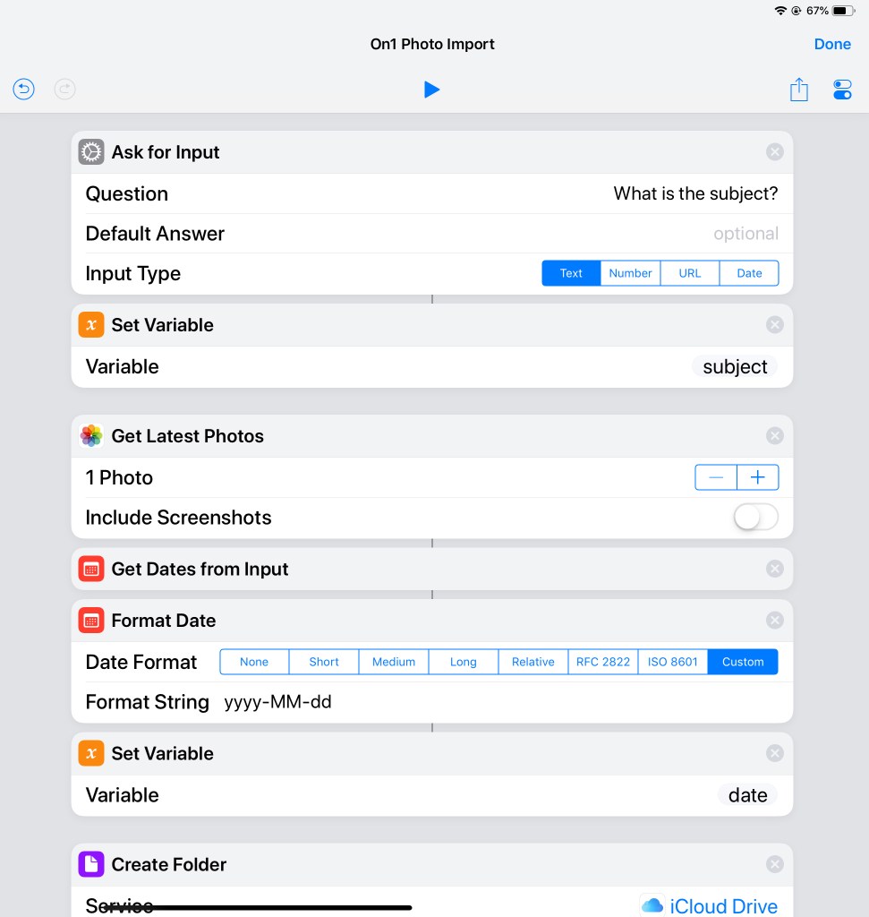 A custom shortcut on iOS